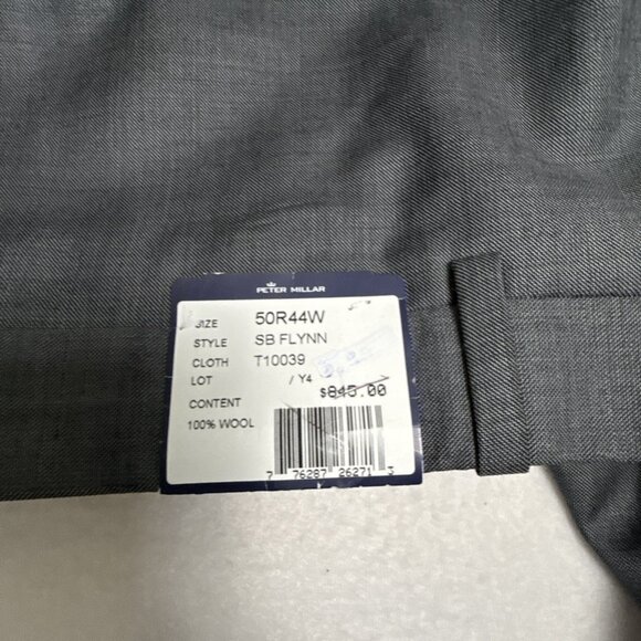 Peter Millar 100% Wool Dress Pants SB Flynn 50R 44W Flat Front Gray NWT $845.00 - Picture 5 of 8